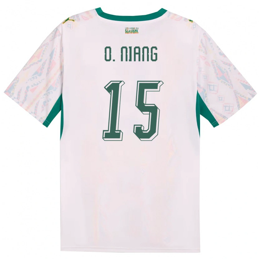 Danxen Hombre Camiseta Senegal Ousseynou Niang #15 Blanco Verde Amarillo 1ª Equipación 26-28 La Camisa