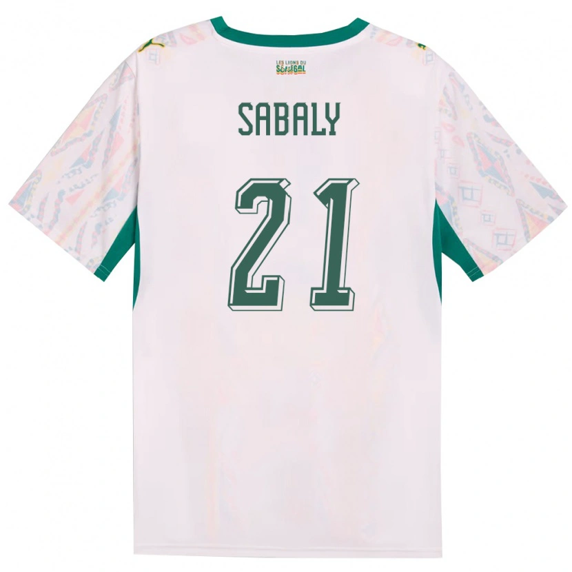 Danxen Hombre Camiseta Senegal Cheikh Sabaly #21 Blanco Verde Amarillo 1ª Equipación 26-28 La Camisa