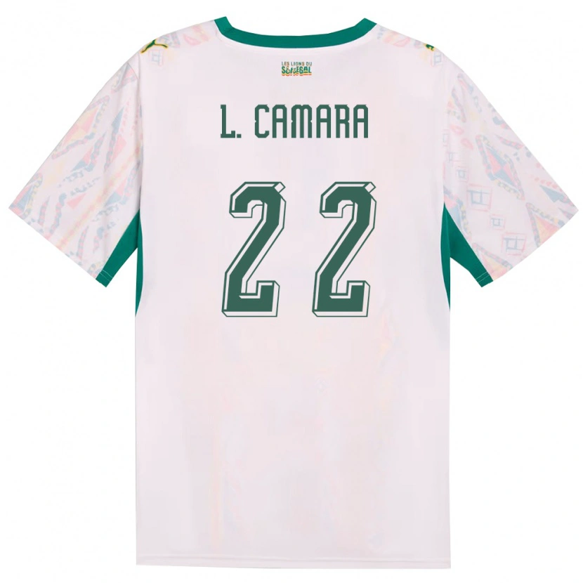 Danxen Hombre Camiseta Senegal Mamadou Lamine Camara #22 Blanco Verde Amarillo 1ª Equipación 26-28 La Camisa