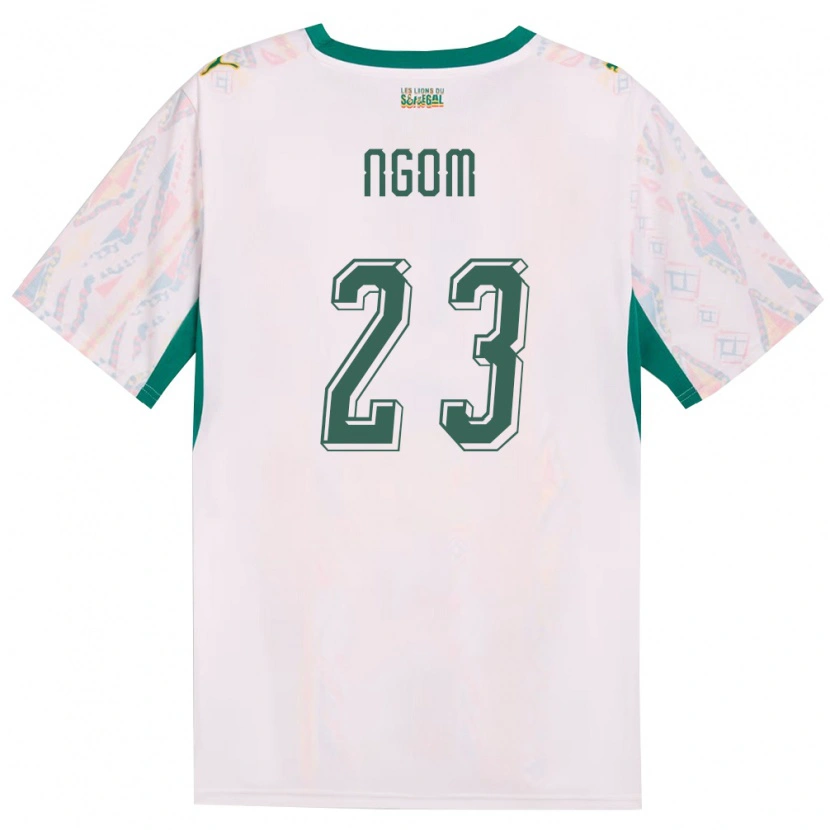 Danxen Hombre Camiseta Senegal Astou Ngom #23 Blanco Verde Amarillo 1ª Equipación 26-28 La Camisa
