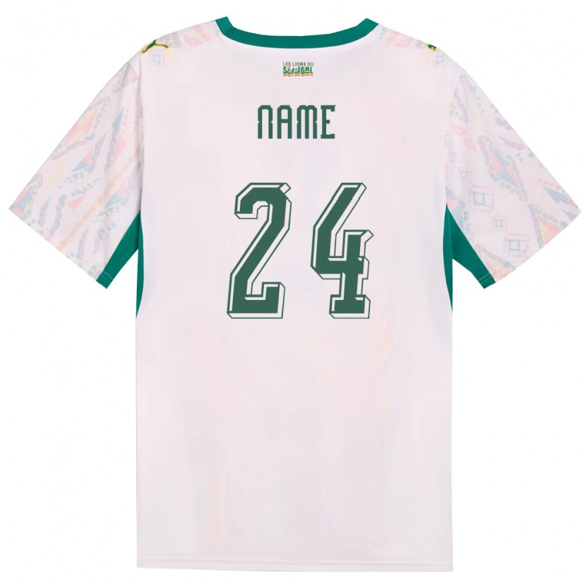 Danxen Hombre Camiseta Senegal Moustapha Name #24 Blanco Verde Amarillo 1ª Equipación 26-28 La Camisa