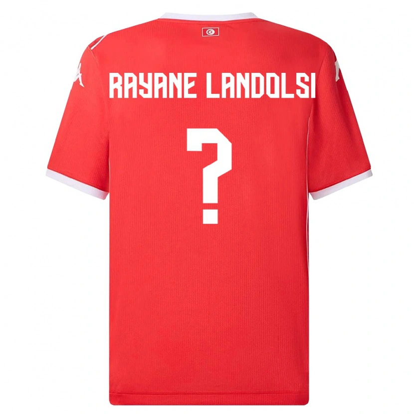 Danxen Hombre Camiseta Túnez Mohamed Rayane Landolsi #0 Rojo Blanco 1ª Equipación 26-28 La Camisa