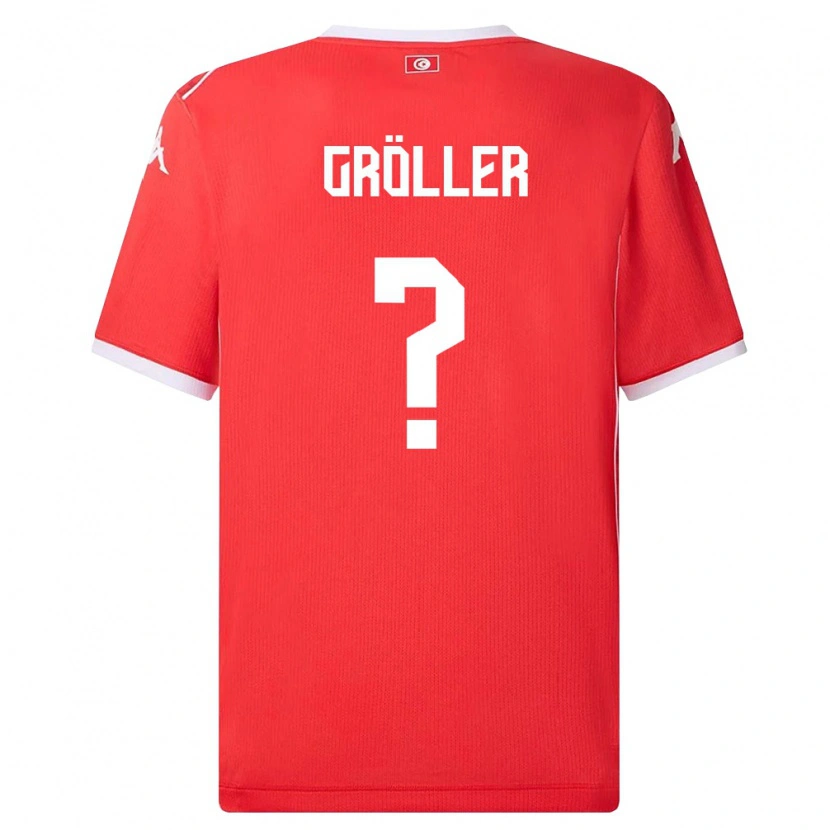 Danxen Hombre Camiseta Túnez Amin-Elias Gröller #0 Rojo Blanco 1ª Equipación 26-28 La Camisa