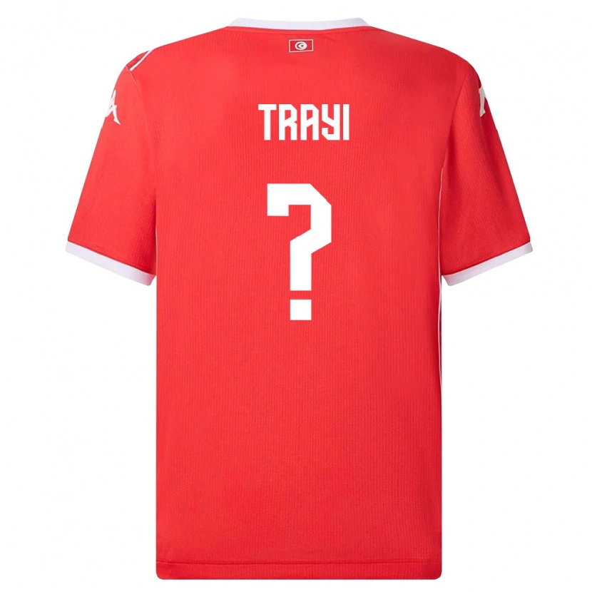 Danxen Hombre Camiseta Túnez Louay Trayi #0 Rojo Blanco 1ª Equipación 26-28 La Camisa