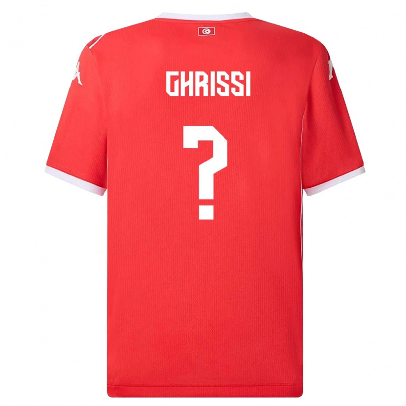 Danxen Hombre Camiseta Túnez Achref Ghrissi #0 Rojo Blanco 1ª Equipación 26-28 La Camisa
