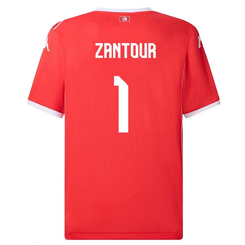 Danxen Hombre Camiseta Túnez Ishak Zantour #1 Rojo Blanco 1ª Equipación 26-28 La Camisa