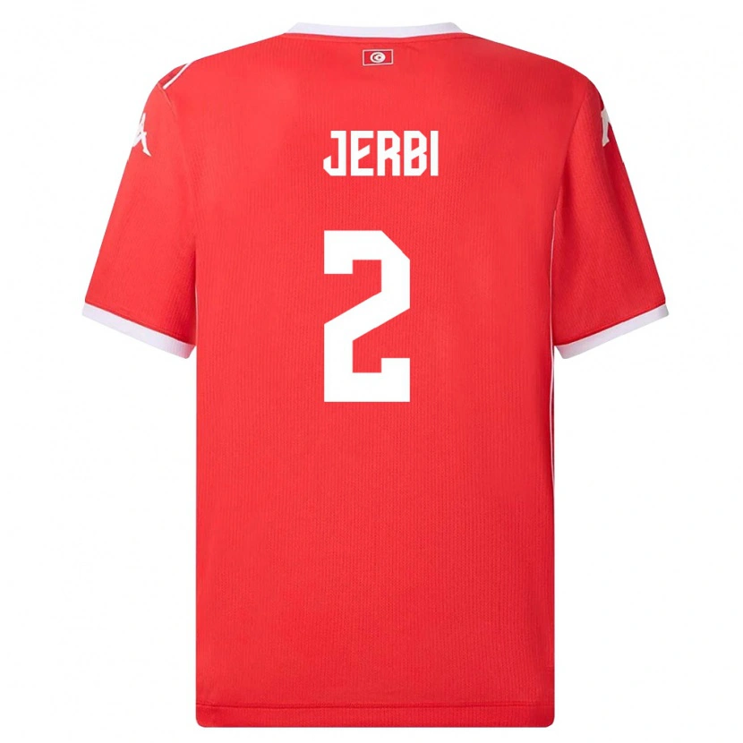 Danxen Hombre Camiseta Túnez Rayan Jerbi #2 Rojo Blanco 1ª Equipación 26-28 La Camisa