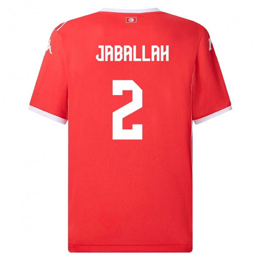 Danxen Hombre Camiseta Túnez Youssef Jaballah #2 Rojo Blanco 1ª Equipación 26-28 La Camisa