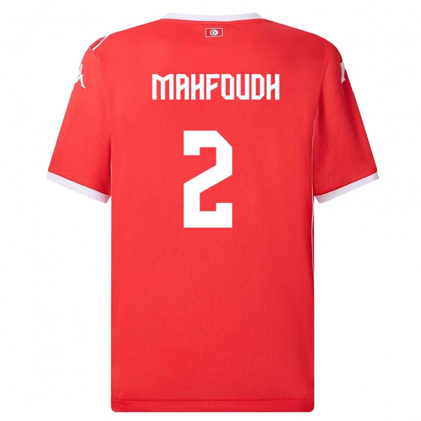 Danxen Hombre Camiseta Túnez Dhikra Mahfoudh #2 Rojo Blanco 1ª Equipación 26-28 La Camisa