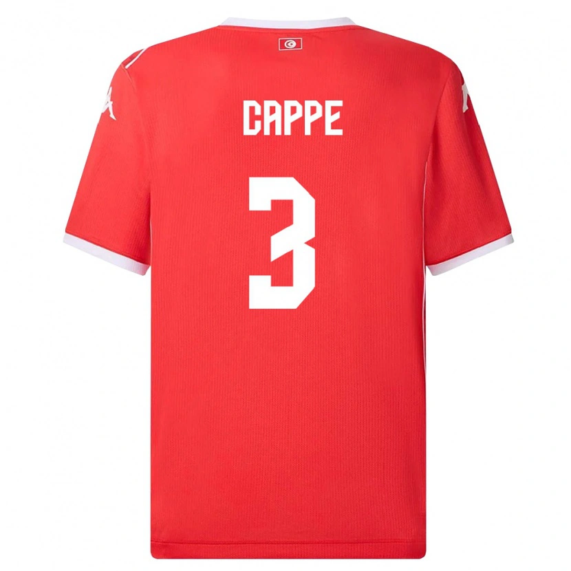 Danxen Hombre Camiseta Túnez Djibril Cappe #3 Rojo Blanco 1ª Equipación 26-28 La Camisa