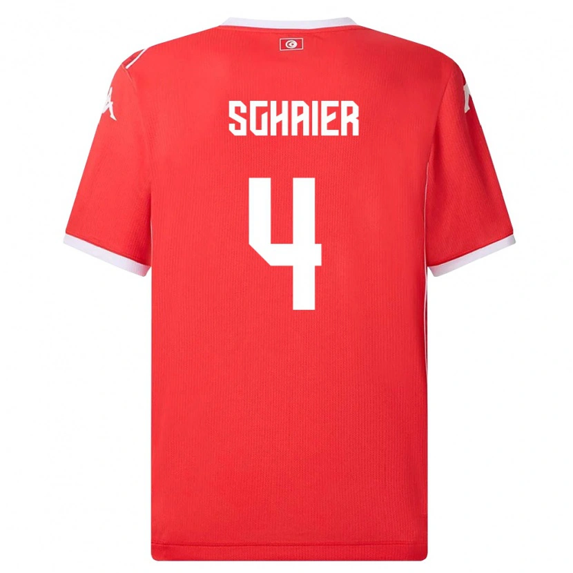 Danxen Hombre Camiseta Túnez Makrem Sghaier #4 Rojo Blanco 1ª Equipación 26-28 La Camisa