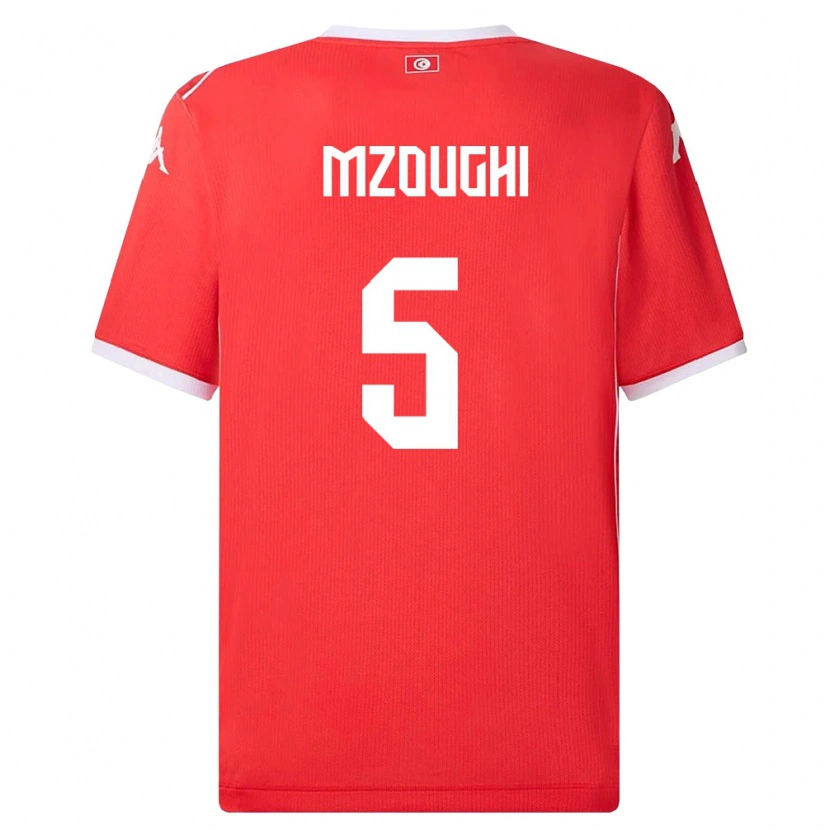 Danxen Hombre Camiseta Túnez Iskander Mzoughi #5 Rojo Blanco 1ª Equipación 26-28 La Camisa