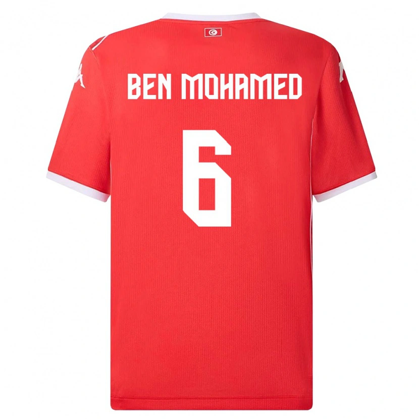Danxen Hombre Camiseta Túnez Amir Ben Mohamed #6 Rojo Blanco 1ª Equipación 26-28 La Camisa