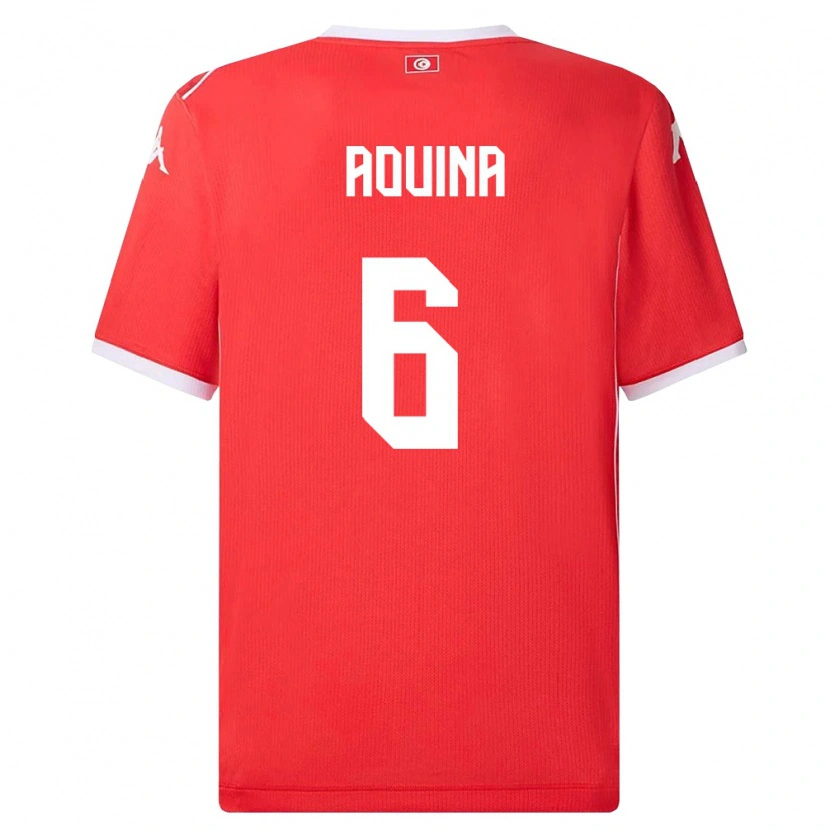 Danxen Hombre Camiseta Túnez Rania Aouina #6 Rojo Blanco 1ª Equipación 26-28 La Camisa