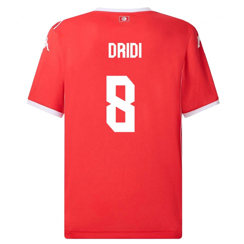 Danxen Hombre Camiseta Túnez Yassine Dridi #8 Rojo Blanco 1ª Equipación 26-28 La Camisa