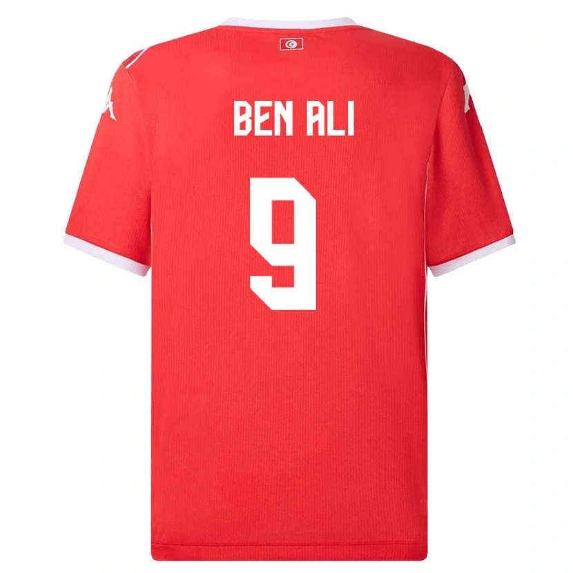 Danxen Hombre Camiseta Túnez Omar Ben Ali #9 Rojo Blanco 1ª Equipación 26-28 La Camisa