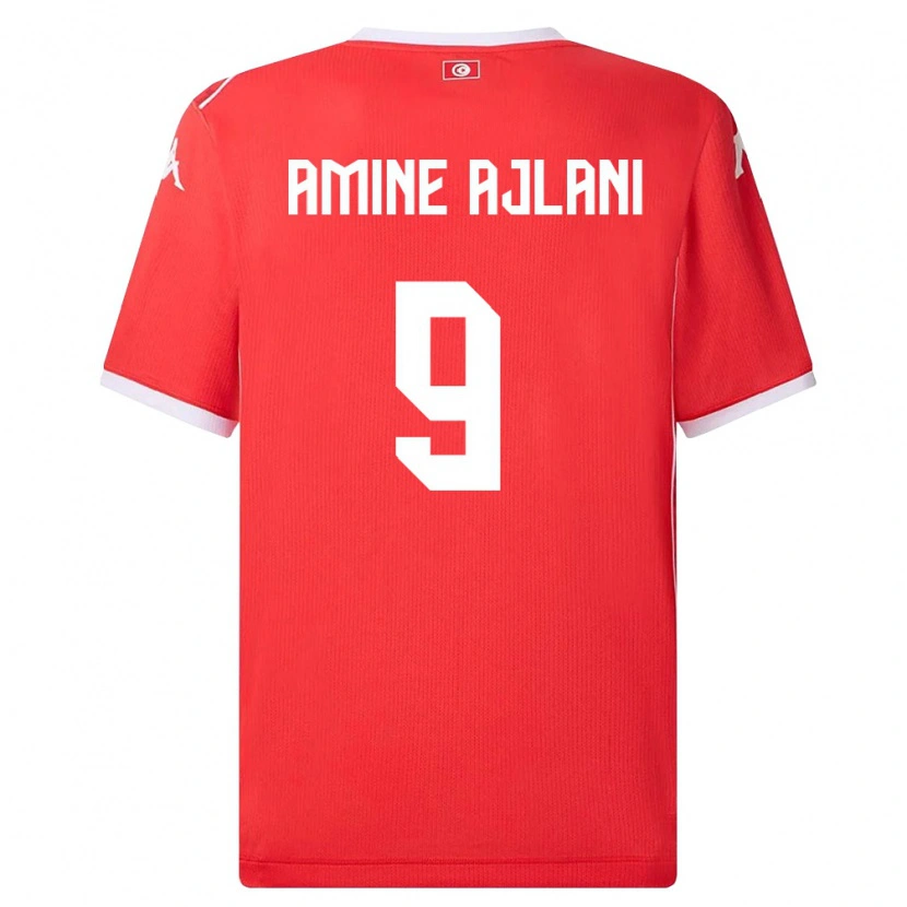Danxen Hombre Camiseta Túnez Mohamed Amine Ajlani #9 Rojo Blanco 1ª Equipación 26-28 La Camisa