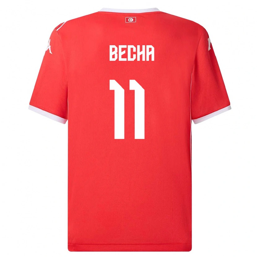 Danxen Hombre Camiseta Túnez Youssef Becha #11 Rojo Blanco 1ª Equipación 26-28 La Camisa