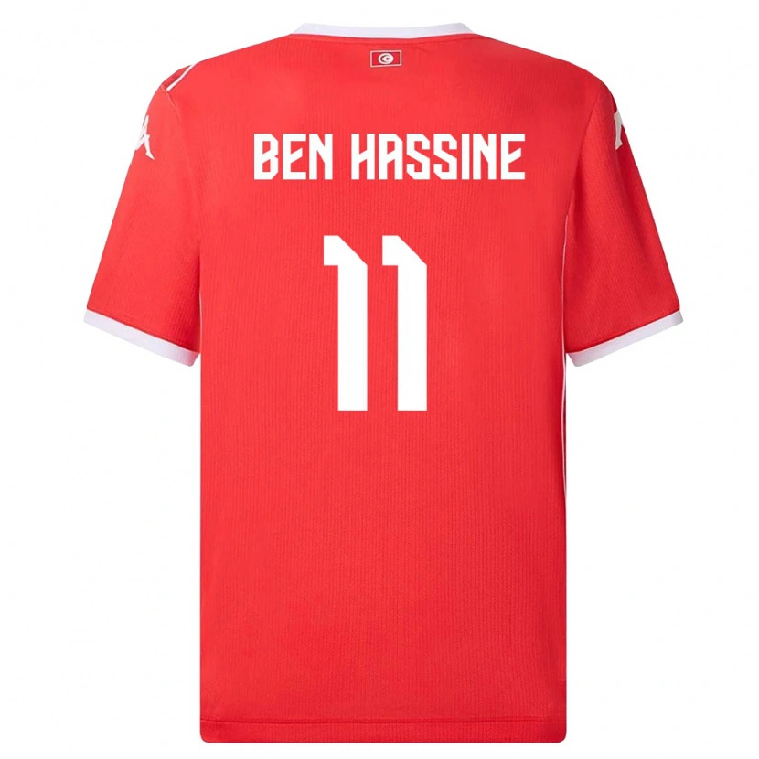 Danxen Hombre Camiseta Túnez Othmen Ben Hassine #11 Rojo Blanco 1ª Equipación 26-28 La Camisa