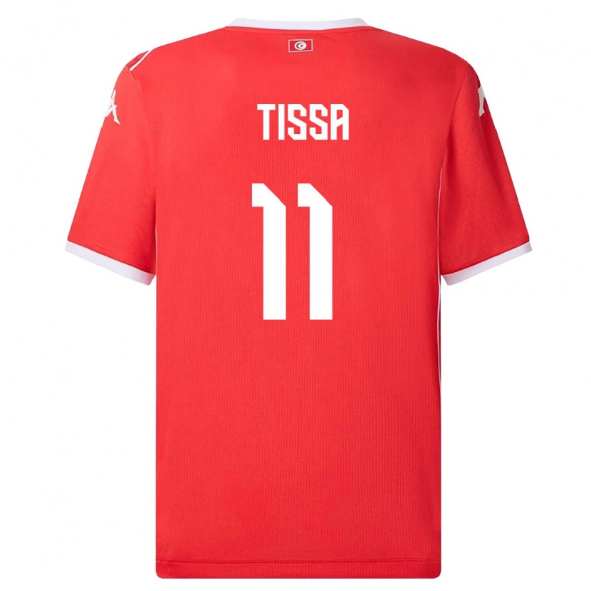 Danxen Hombre Camiseta Túnez Wassim Tissa #11 Rojo Blanco 1ª Equipación 26-28 La Camisa