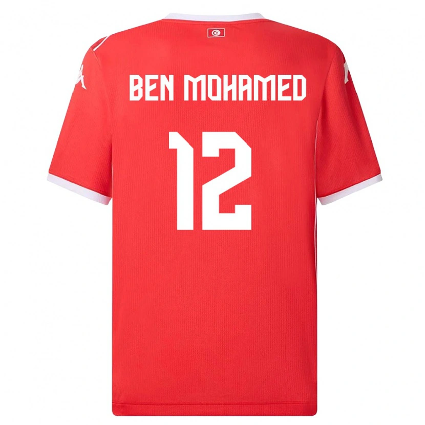 Danxen Hombre Camiseta Túnez Ibtissem Ben Mohamed #12 Rojo Blanco 1ª Equipación 26-28 La Camisa