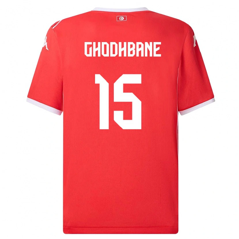 Danxen Hombre Camiseta Túnez Louay Ghodhbane #15 Rojo Blanco 1ª Equipación 26-28 La Camisa