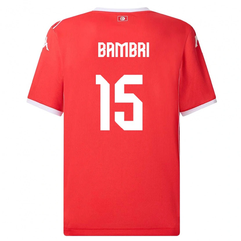 Danxen Hombre Camiseta Túnez Ahmed Bambri #15 Rojo Blanco 1ª Equipación 26-28 La Camisa