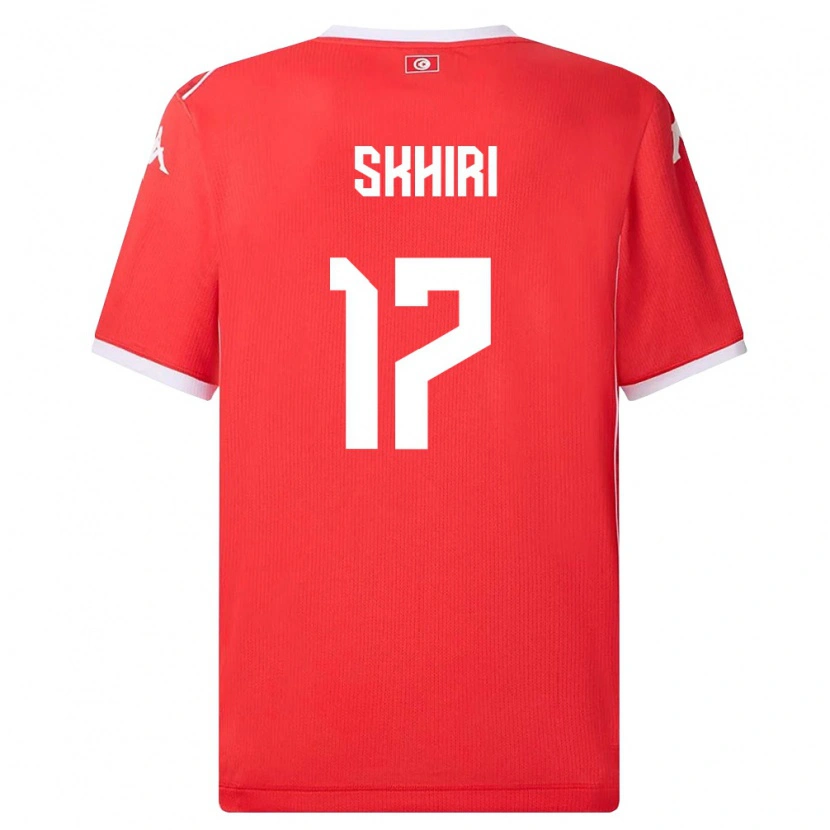 Danxen Hombre Camiseta Túnez Ellyes Skhiri #17 Rojo Blanco 1ª Equipación 26-28 La Camisa