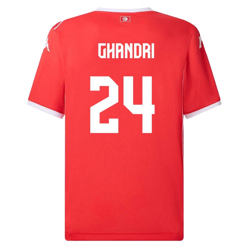 Danxen Hombre Camiseta Túnez Nader Ghandri #24 Rojo Blanco 1ª Equipación 26-28 La Camisa