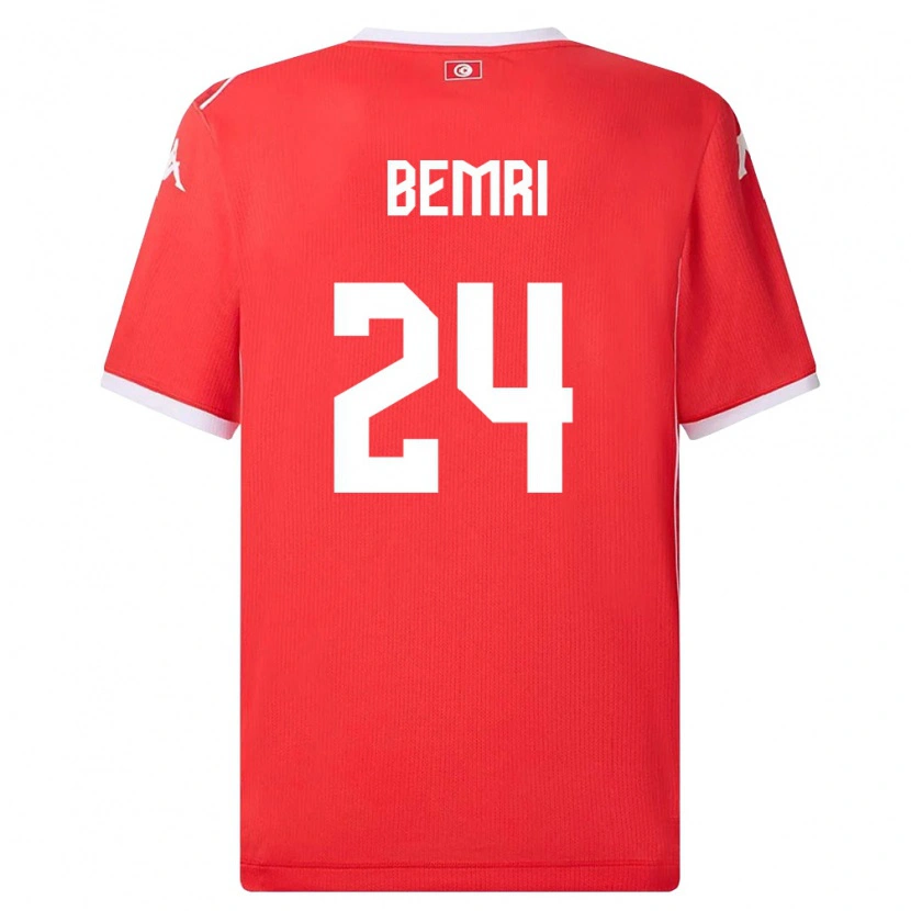 Danxen Hombre Camiseta Túnez Ahmed Bemri #24 Rojo Blanco 1ª Equipación 26-28 La Camisa