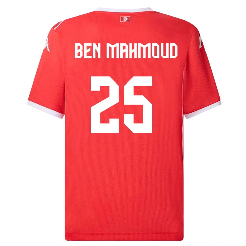 Danxen Hombre Camiseta Túnez Youssef Ben Mahmoud #25 Rojo Blanco 1ª Equipación 26-28 La Camisa