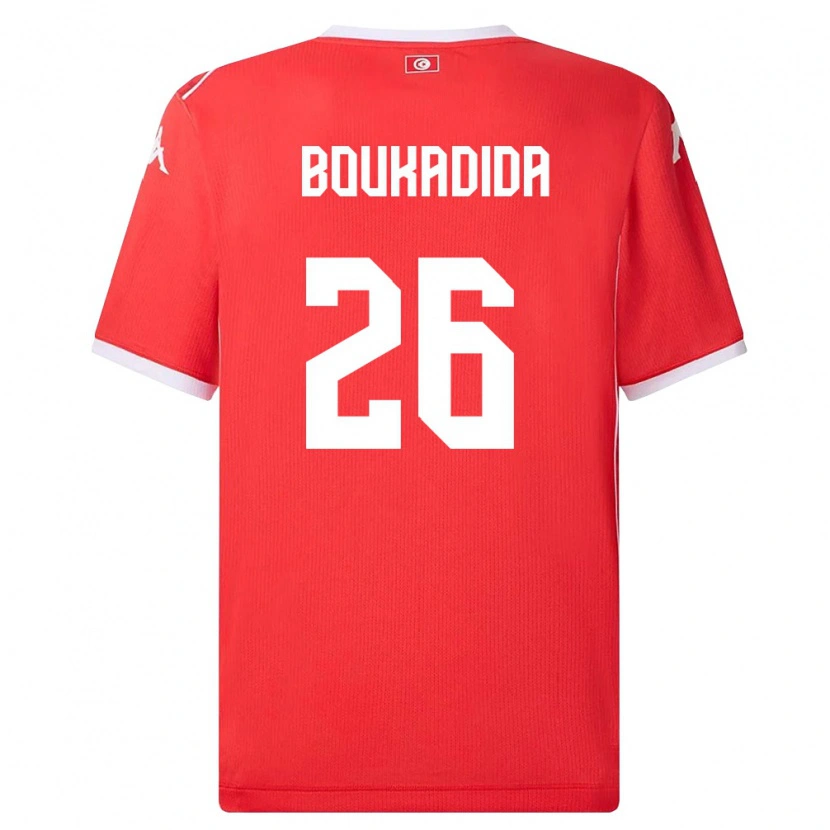 Danxen Hombre Camiseta Túnez Rayan Boukadida #26 Rojo Blanco 1ª Equipación 26-28 La Camisa