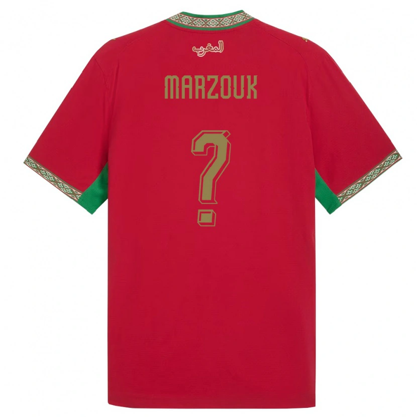 Danxen Hombre Camiseta Marruecos Naïm Marzouk #0 Rojo Verde Blanco 1ª Equipación 26-28 La Camisa