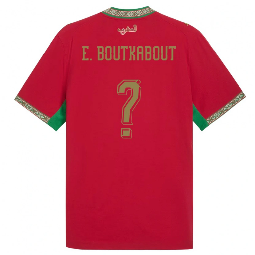 Danxen Hombre Camiseta Marruecos Saïf-Eddine Boutkabout #0 Rojo Verde Blanco 1ª Equipación 26-28 La Camisa