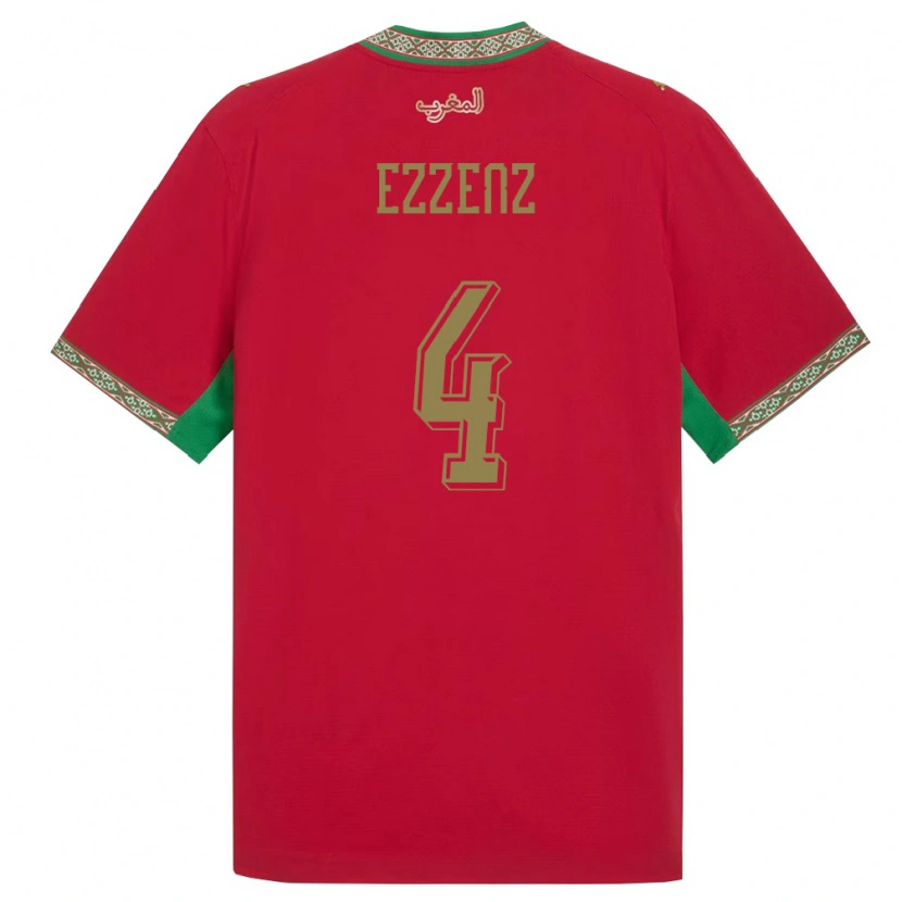 Danxen Hombre Camiseta Marruecos Wadie Ezzenz #4 Rojo Verde Blanco 1ª Equipación 26-28 La Camisa