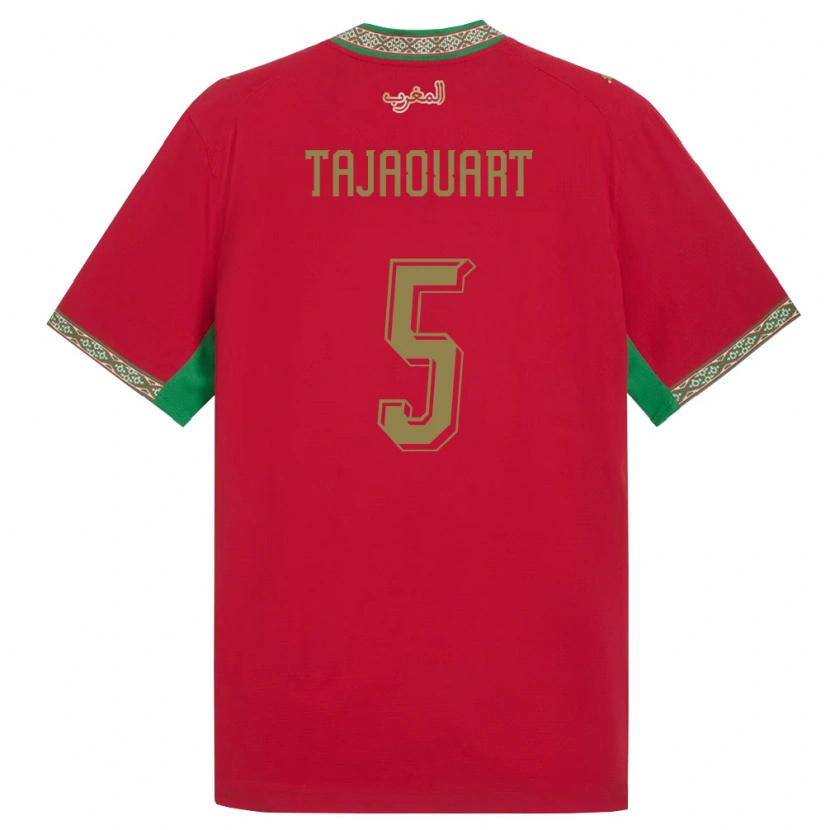 Danxen Hombre Camiseta Marruecos Anas Tajaouart #5 Rojo Verde Blanco 1ª Equipación 26-28 La Camisa