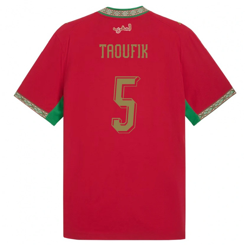 Danxen Hombre Camiseta Marruecos Rayane Taoufik #5 Rojo Verde Blanco 1ª Equipación 26-28 La Camisa