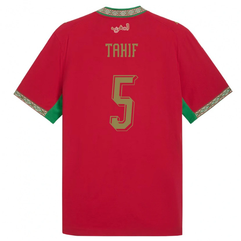 Danxen Hombre Camiseta Marruecos Adil Tahif #5 Rojo Verde Blanco 1ª Equipación 26-28 La Camisa