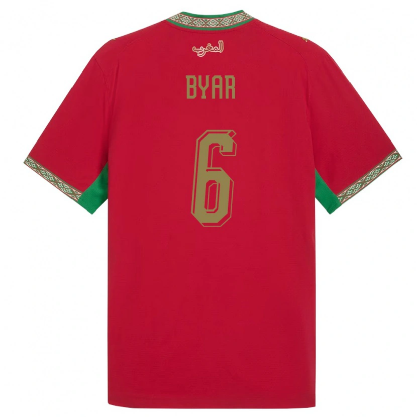 Danxen Hombre Camiseta Marruecos Naïm Byar #6 Rojo Verde Blanco 1ª Equipación 26-28 La Camisa
