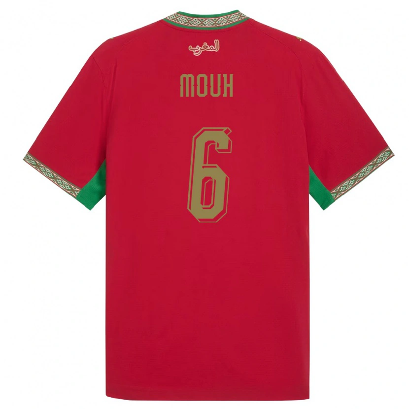 Danxen Hombre Camiseta Marruecos Yasir Mouh #6 Rojo Verde Blanco 1ª Equipación 26-28 La Camisa