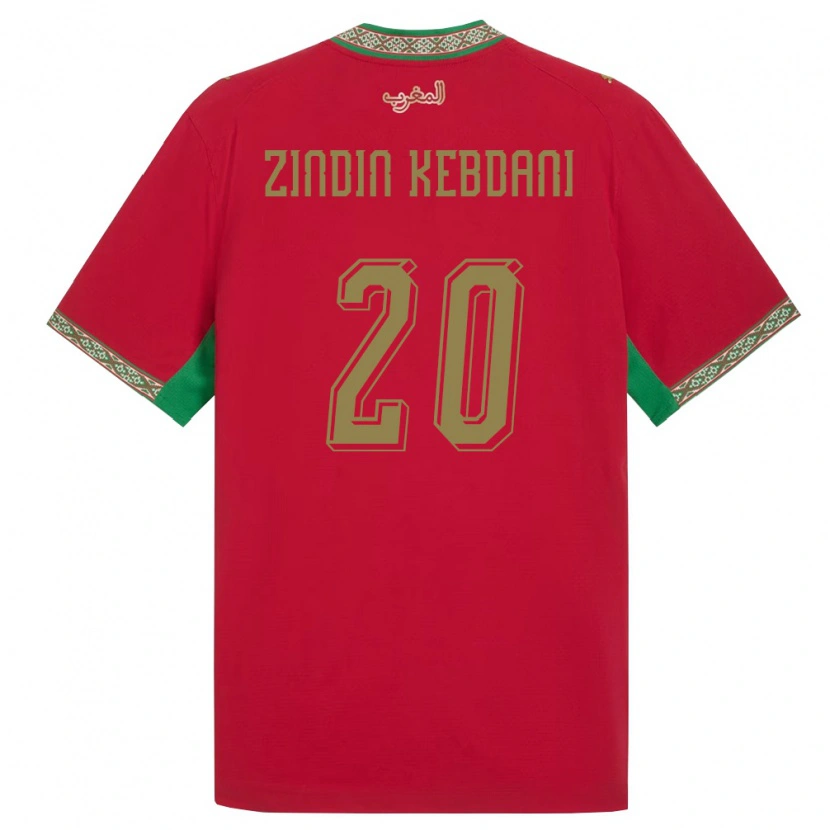Danxen Hombre Camiseta Marruecos Mohammed Zindin Kebdani #20 Rojo Verde Blanco 1ª Equipación 26-28 La Camisa