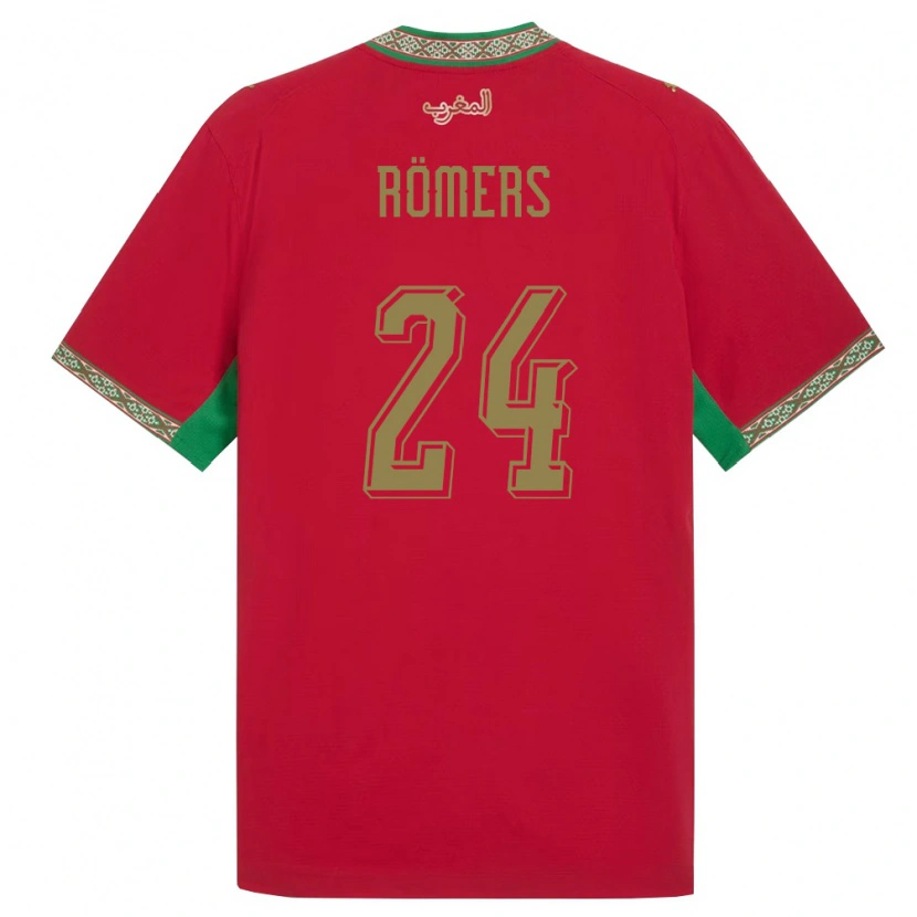Danxen Hombre Camiseta Marruecos Arian Römers #24 Rojo Verde Blanco 1ª Equipación 26-28 La Camisa