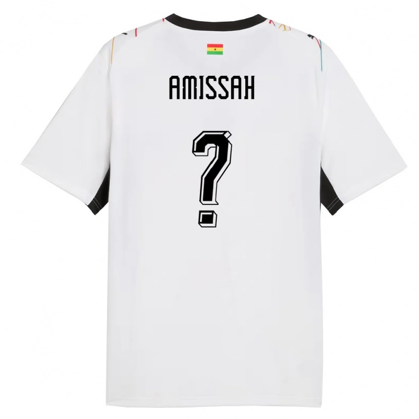 Danxen Hombre Camiseta Ghana Jordan Amissah #0 Blanco Negro Amarillo 1ª Equipación 26-28 La Camisa