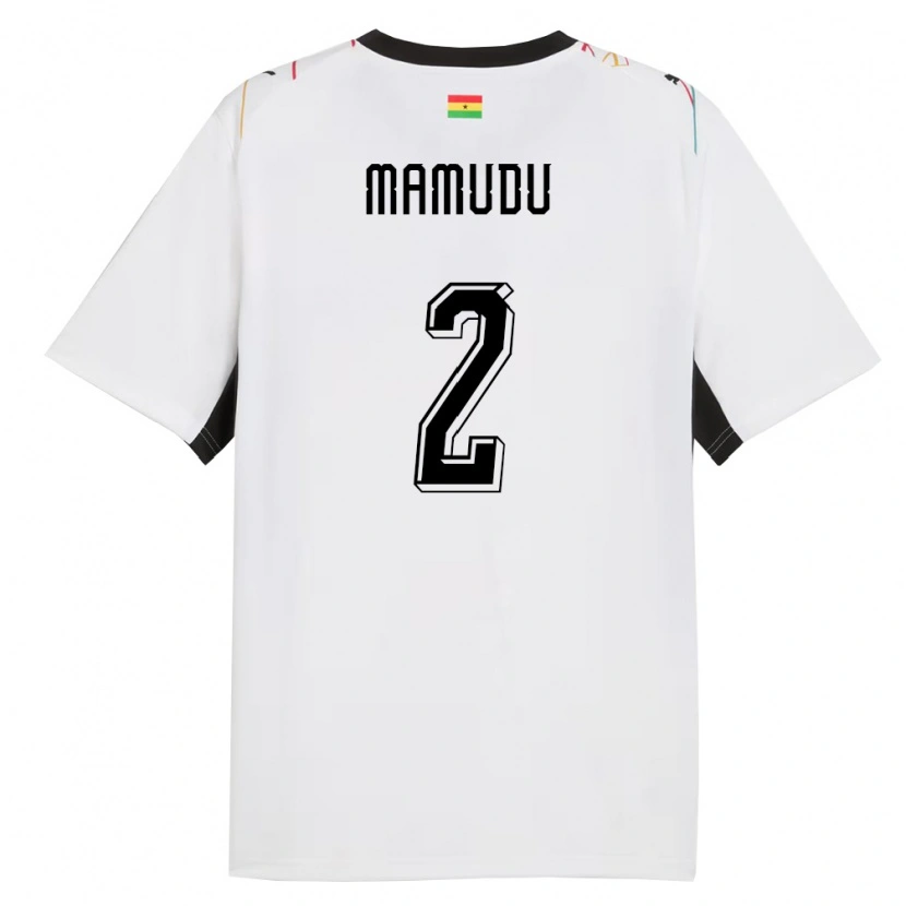Danxen Hombre Camiseta Ghana Kamaradini Mamudu #2 Blanco Negro Amarillo 1ª Equipación 26-28 La Camisa