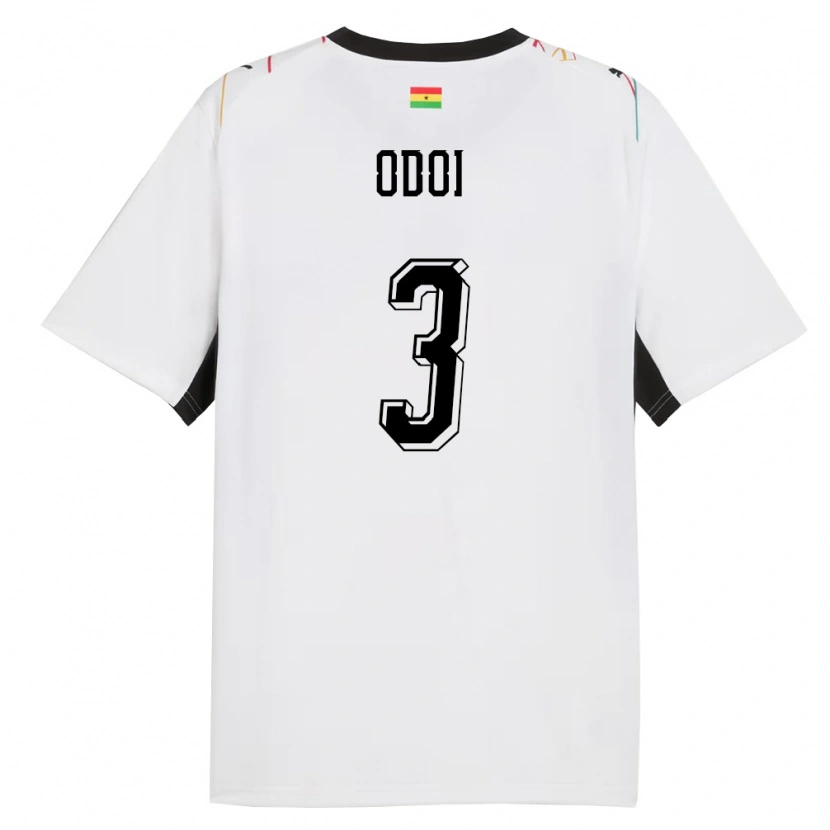 Danxen Hombre Camiseta Ghana Denis Odoi #3 Blanco Negro Amarillo 1ª Equipación 26-28 La Camisa