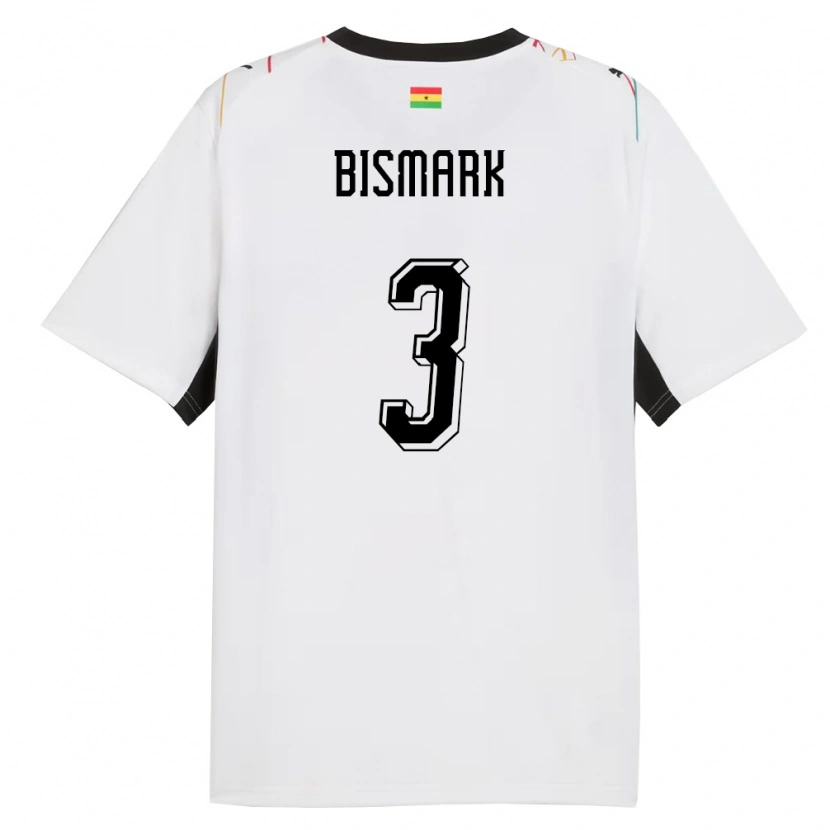 Danxen Hombre Camiseta Ghana Anim Bismark #3 Blanco Negro Amarillo 1ª Equipación 26-28 La Camisa