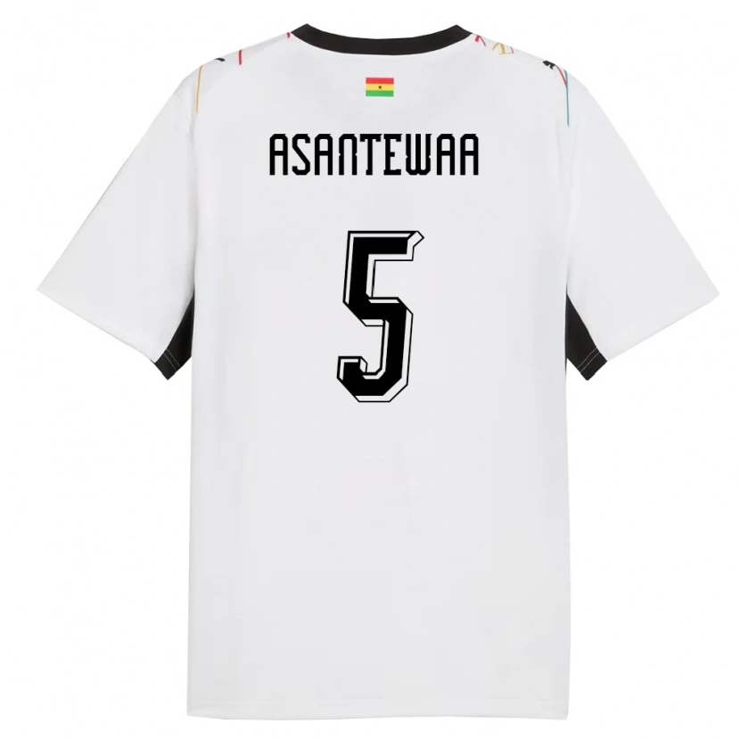 Danxen Hombre Camiseta Ghana Grace Asantewaa #5 Blanco Negro Amarillo 1ª Equipación 26-28 La Camisa