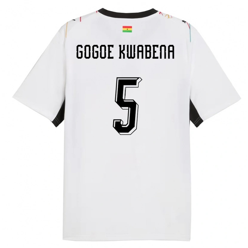 Danxen Hombre Camiseta Ghana Boahen Gogoe Kwabena #5 Blanco Negro Amarillo 1ª Equipación 26-28 La Camisa
