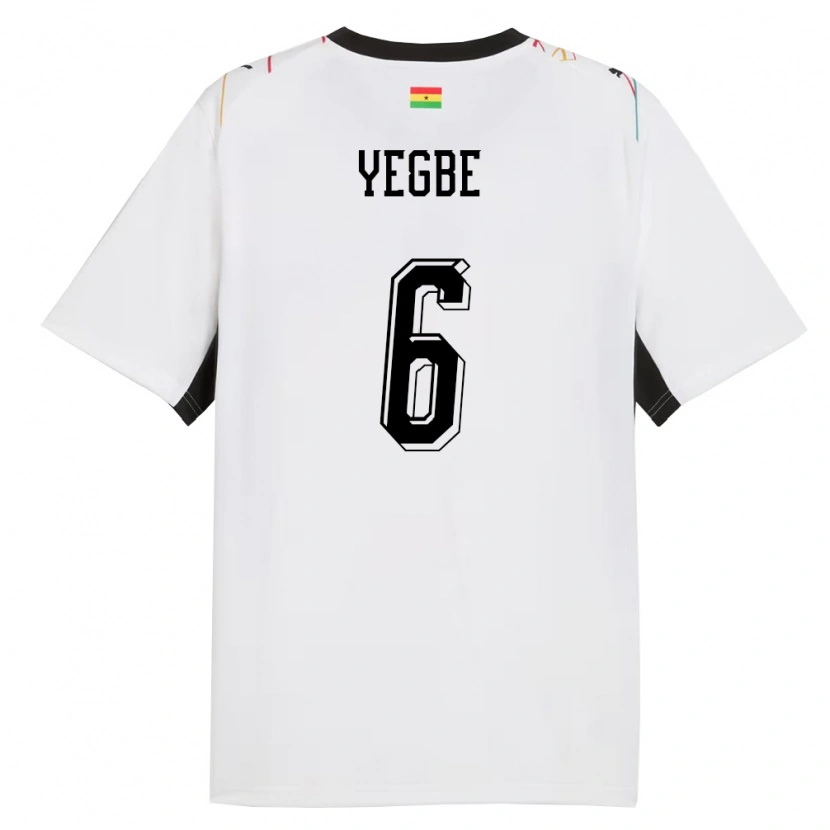 Danxen Hombre Camiseta Ghana Terry Yegbe #6 Blanco Negro Amarillo 1ª Equipación 26-28 La Camisa