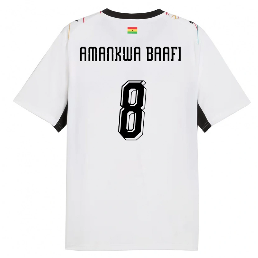 Danxen Hombre Camiseta Ghana Yaw Amankwa Baafi #8 Blanco Negro Amarillo 1ª Equipación 26-28 La Camisa